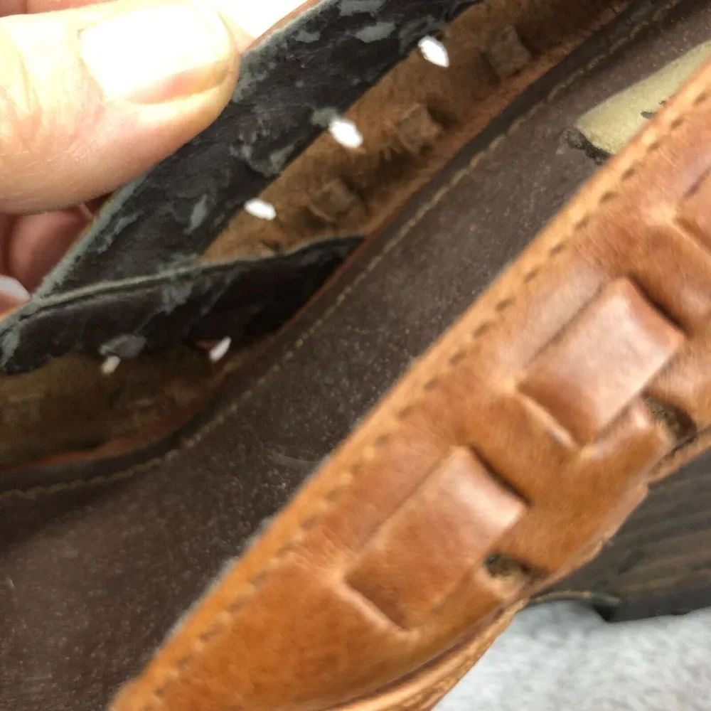 Steve Madden Brown Woven Leather Peep Toe Wedge Heels